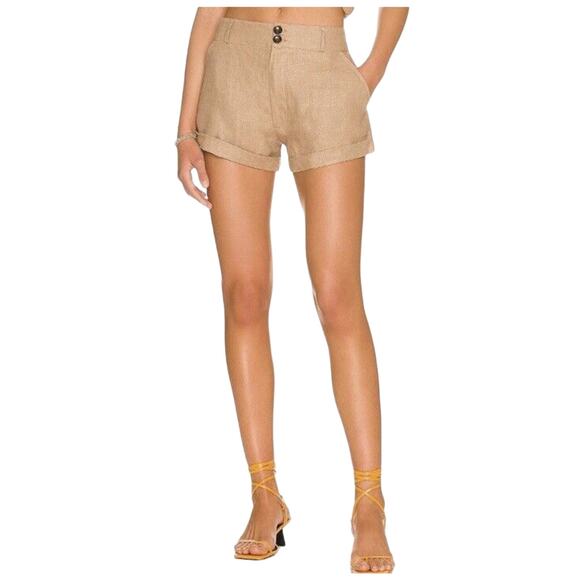 NWT Acacia Women’s Size XL Tan Tea Jude Linen Shorts - Picture 1 of 14